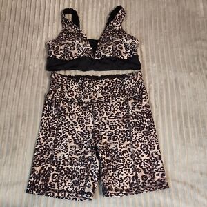 Leopard Print Sports Bra and Shorts Set